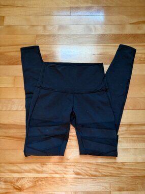 Lululemon leggings, size 6, black with mesh stripes